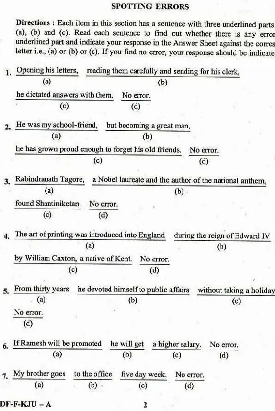 NDA I 2019 General Ability Test question paper page 1 instructions scan PDF download UPSC
