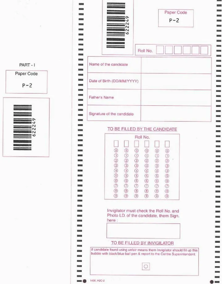 RAJ. STATE AND SUB. SERVICES COMB. COMP. EXAM 2018 Paper-2 question paper page 1 scan PDF download, RPSC Mains exam header, candidate details
