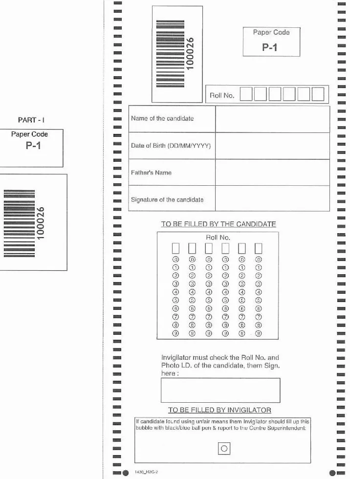 RAS RTS 2016 Mains Paper-I question paper page 1 instructions and candidate details section scan PDF download