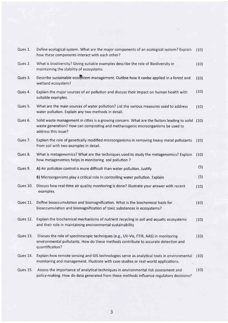 Haryana Government Scientist exam 2025 paper page 1 with instructions and marks
