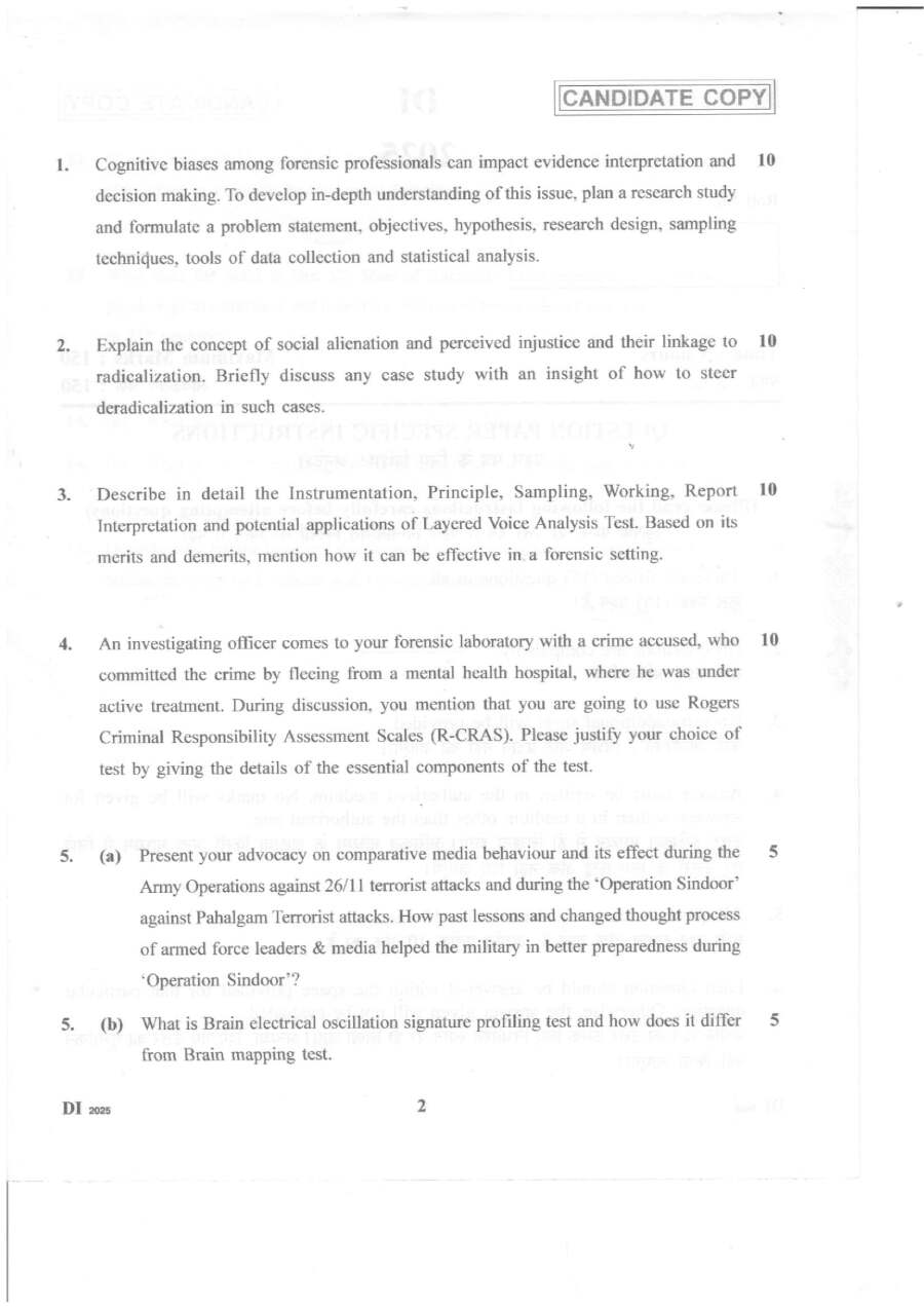 Question paper PDF for Assistant Director (Lie Detection) 2025 Evening Session with 150 marks and 3 hours duration, bilingual Hindi-English.