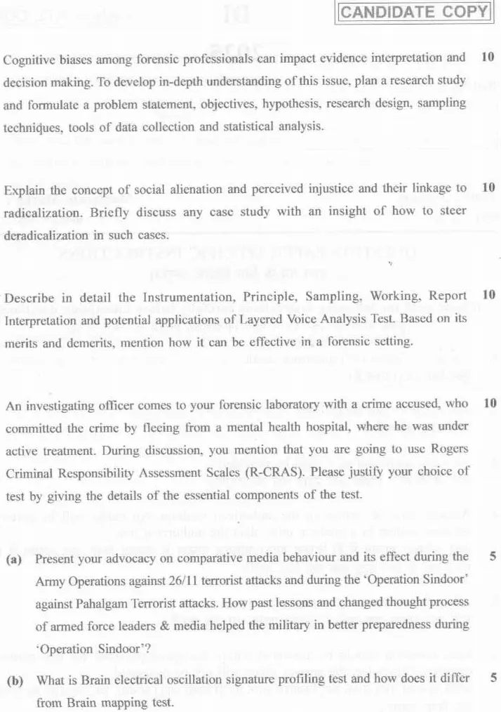 Question paper PDF for Assistant Director (Lie Detection) 2025 Evening Session with 150 marks and 3 hours duration, bilingual Hindi-English.