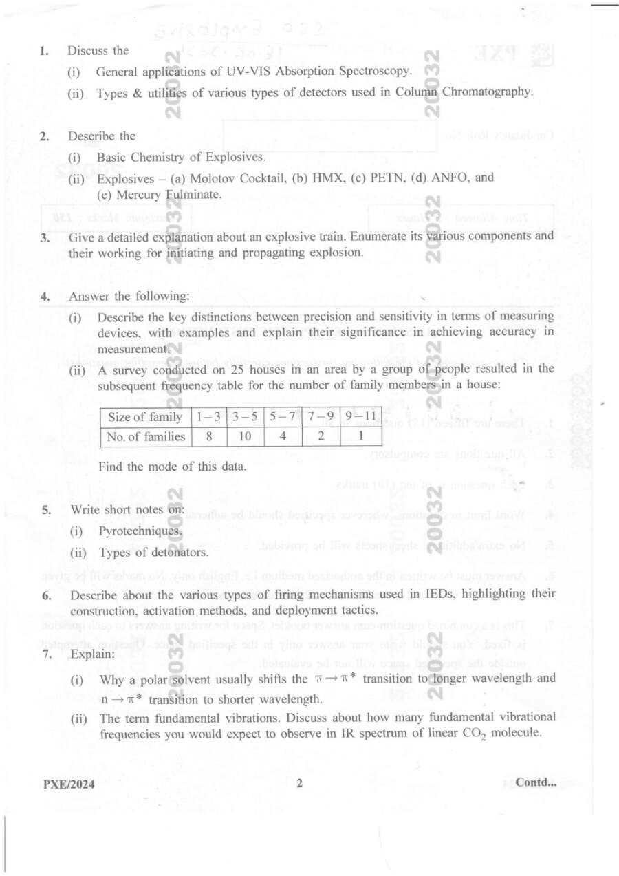SSO Explosives Paper 2024 Haryana | 150 Marks, 3 Hours — page 1 instructions scan PDF download