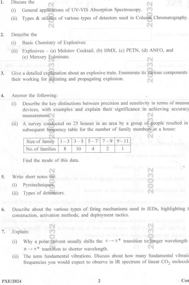 SSO Explosives Paper 2024 Haryana | 150 Marks, 3 Hours — page 1 instructions scan PDF download