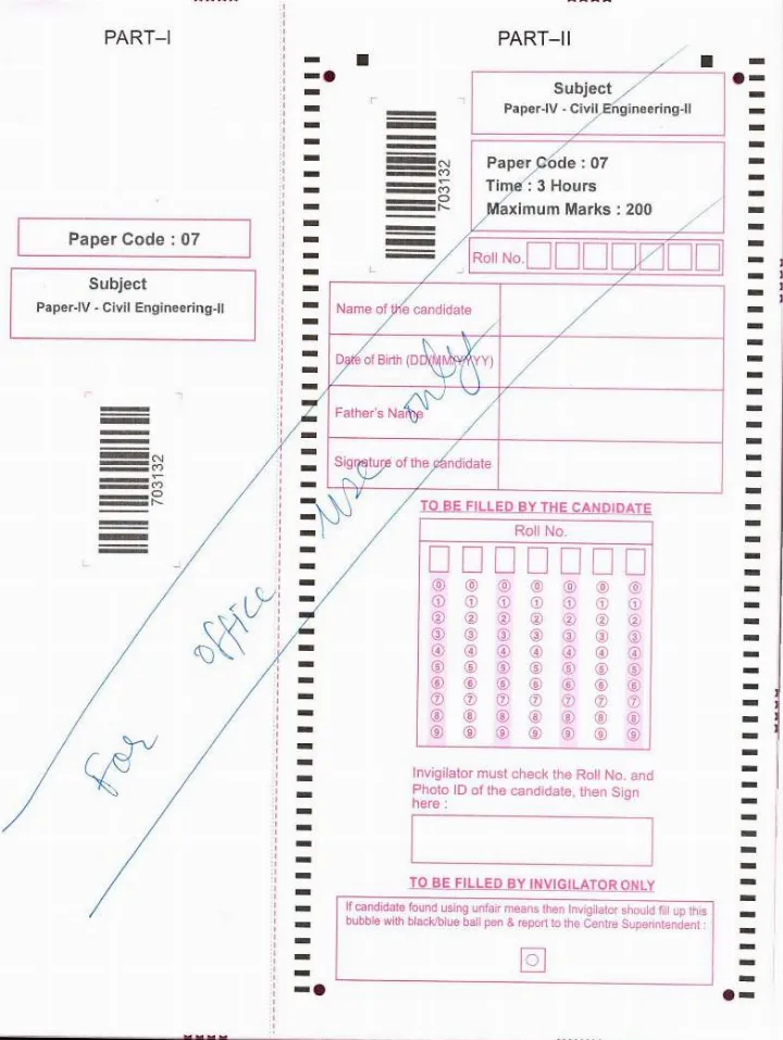 Rajasthan Engineer Exam 2024 - Paper IV Civil Eng II (AE) — page 1 instructions scan PDF download