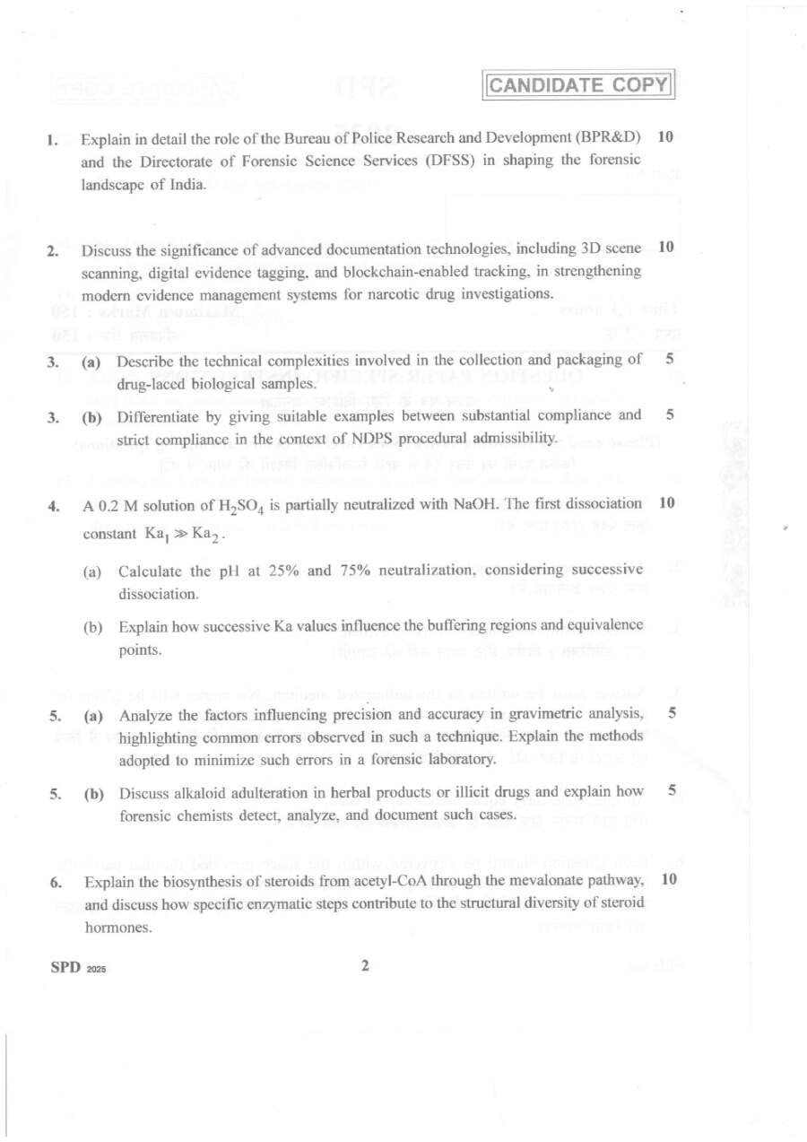 Senior Scientific Officer (NDPS) Exam 2025 – Paper 1 & 2 — page 1 instructions scan PDF download