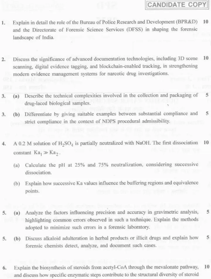 Senior Scientific Officer (NDPS) Exam 2025 – Paper 1 & 2 — page 1 instructions scan PDF download
