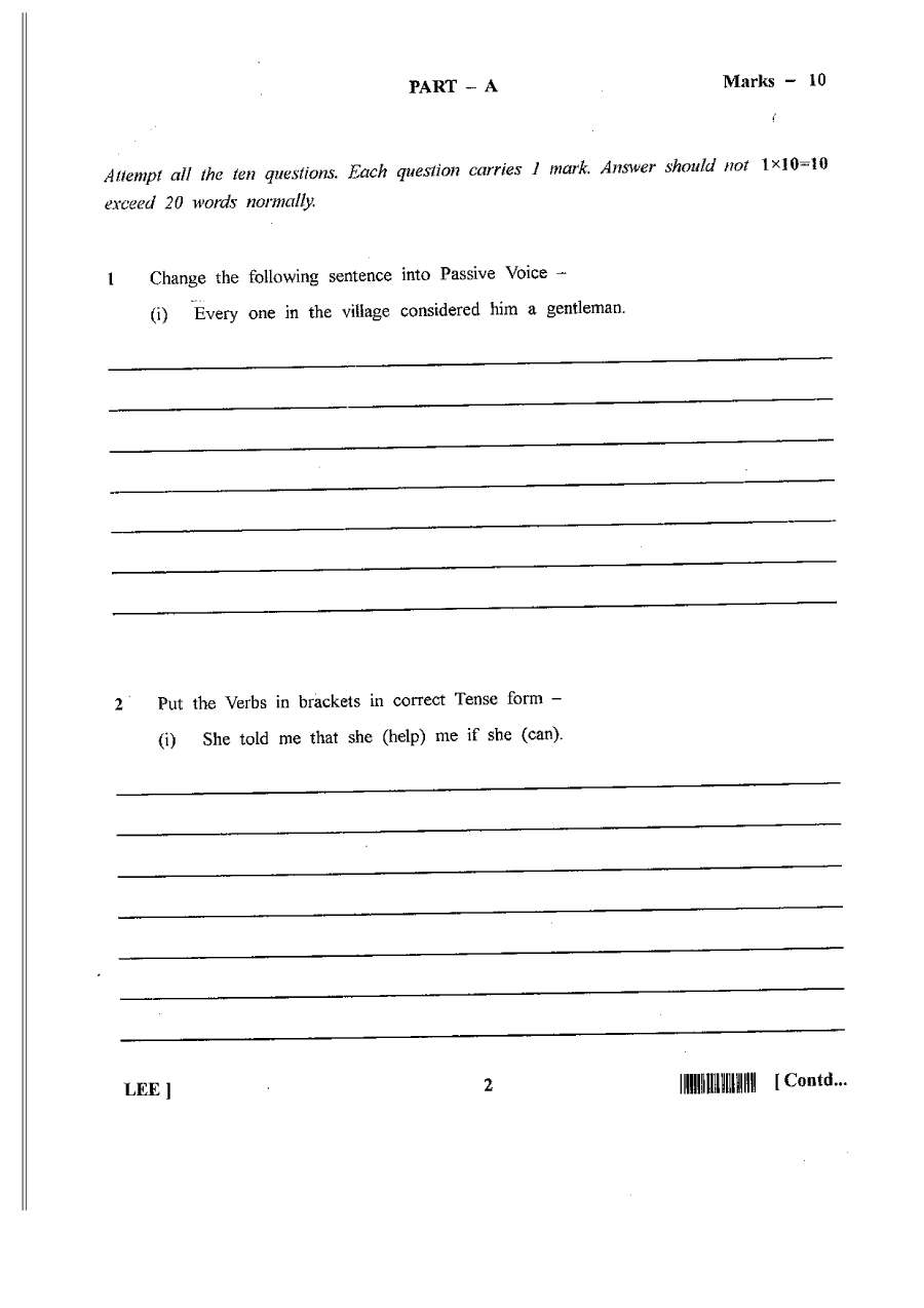 RJS Mains 2011 English Essay Paper II question paper page 1 instructions scan PDF download