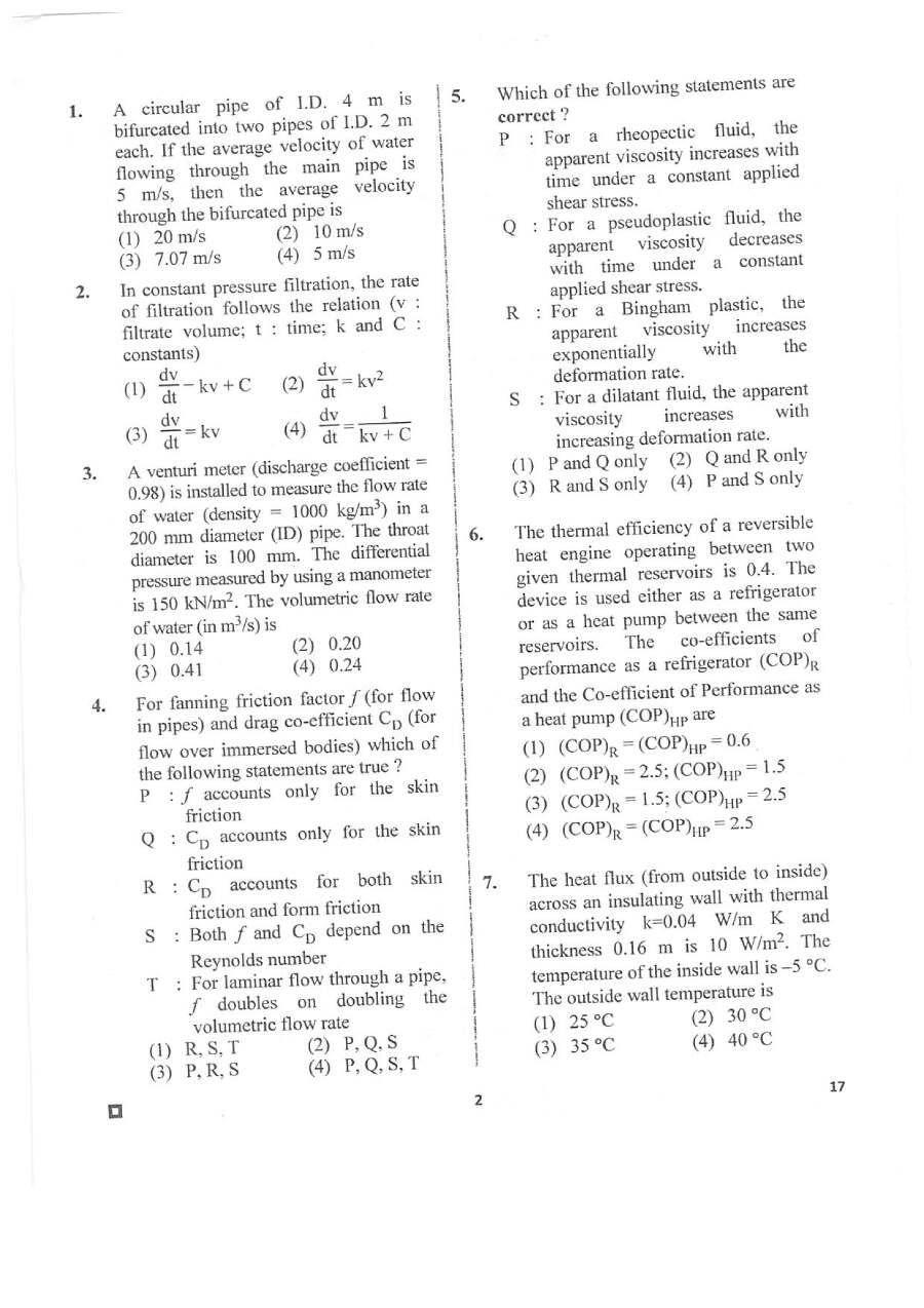 RPSC ACF Forest Range Officer 2018 Chemical Engineering Paper III question paper page 1 scan PDF download, exam instructions, header details, booklet number, date, time, marks