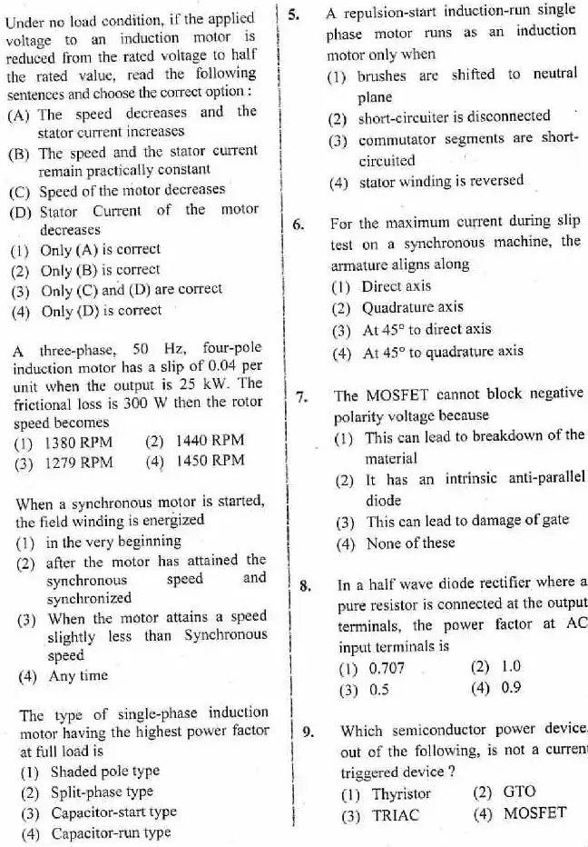 RPSC ACF Forest Range Officer 2018 Electrical Engineering Paper-III question paper page 1 instructions scan PDF download