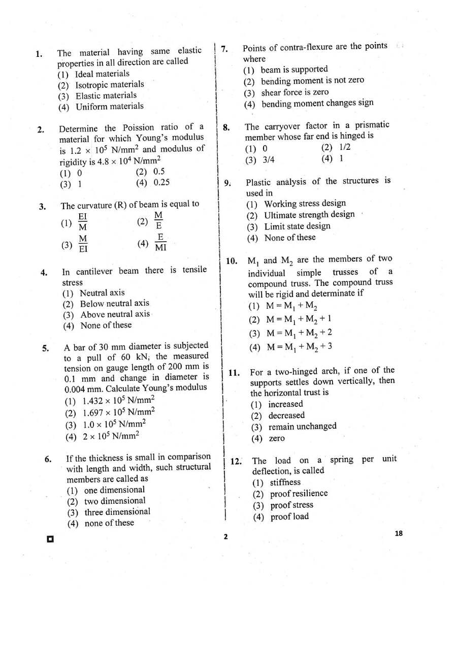 RPSC ACF Forest Range Officer Gr-I 2018 Civil Engineering Paper III question paper page 1 instructions scan PDF download