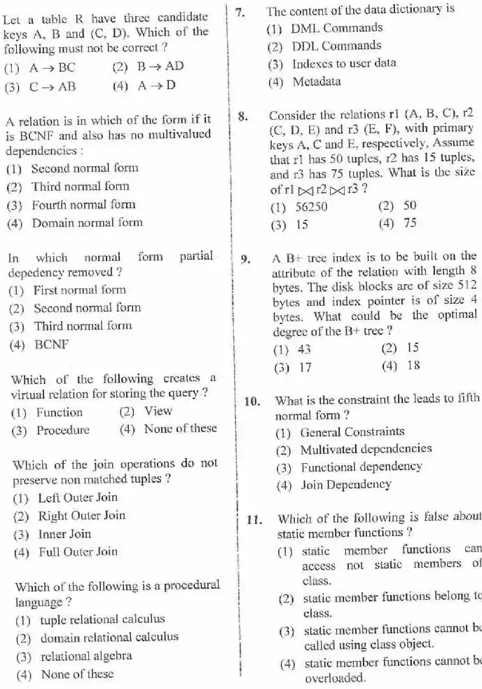 RPSC ACF Forest Range Officer 2018 Computer Engineering question paper page 1 instructions scan PDF download