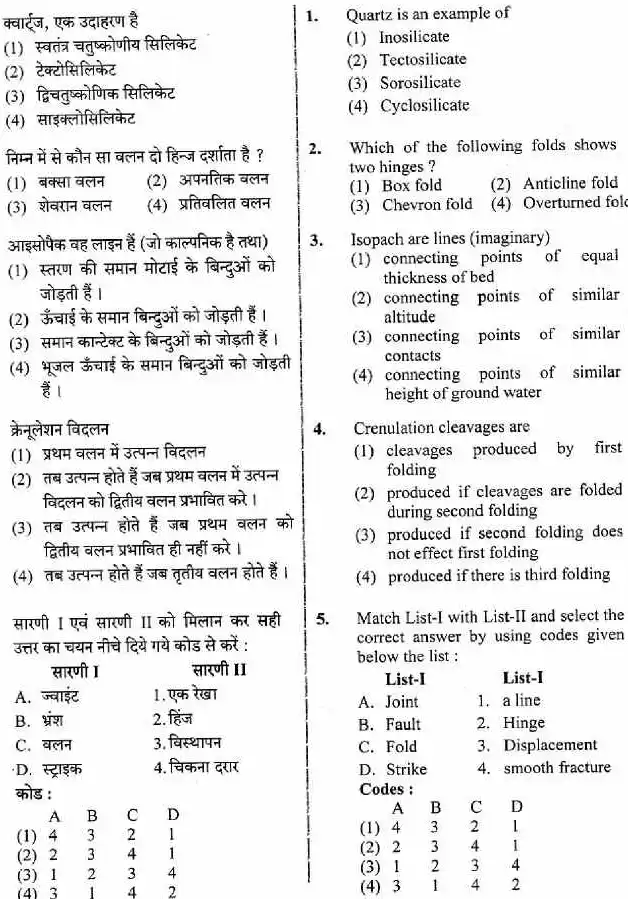 RPSC ACF & Forest Range Officer Gr-I 2018 Geology Paper III question paper page 1 instructions scan PDF download. Includes exam details, booklet number, time, marks, and candidate instructions.