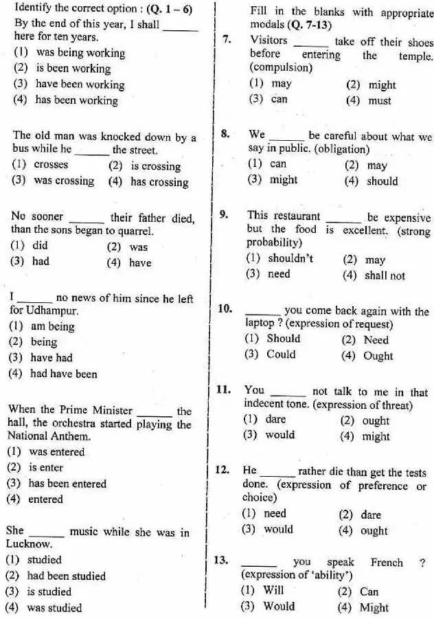 RPSC ACF Forest Range Officer Gr-I Comp Exam 2018 Paper II General English question paper page 1 instructions scan PDF download