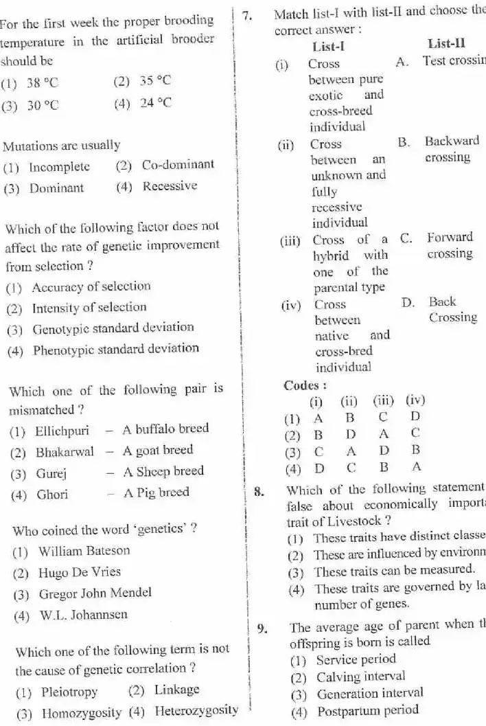 RPSC ACF Forest Range Officer 2018 Veterinary Science question paper page 1 instructions scan PDF download. Includes exam header, booklet number, marks, time, and candidate instructions.