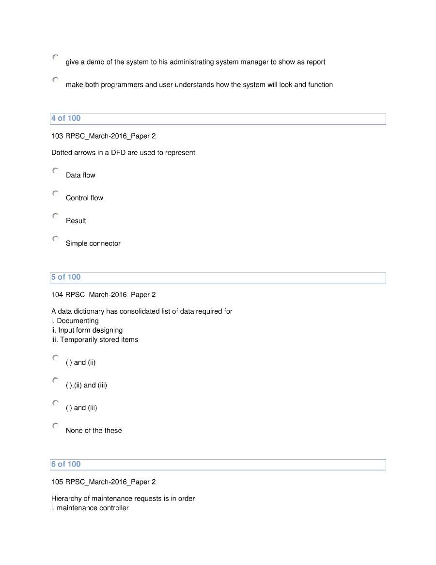 RPSC Analyst-Cum-Programmer 2014 Paper II question paper page 1 instructions scan PDF download