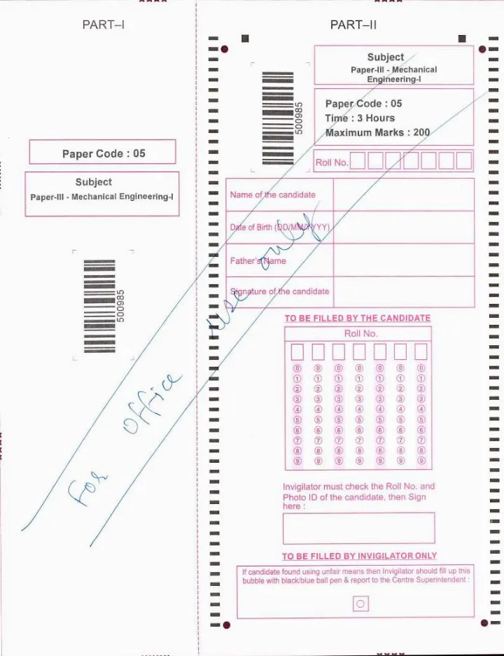 RPSC AE 2024 Mechanical Engineering Paper-III question paper page 1 scan PDF download, showing exam header, candidate details, and instructions.