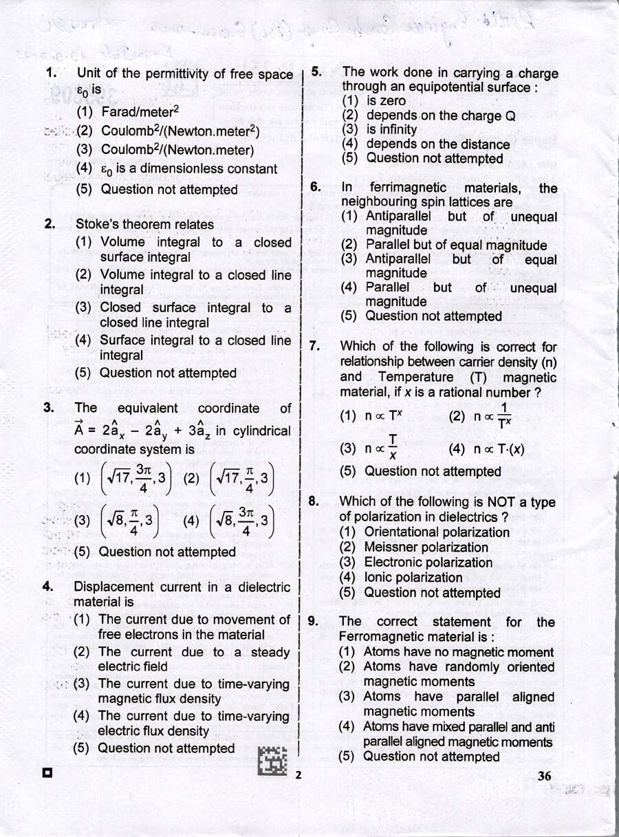 RPSC AE Electrical Engineering 2024 question paper page 1 instructions scan PDF download for Assistant Engineer Combined Competitive Examination