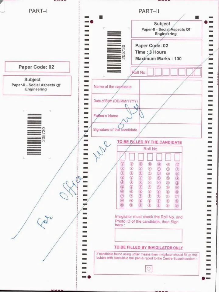 RPSC AE 2024 Social Aspects of Engineering question paper page 1 instructions scan PDF download