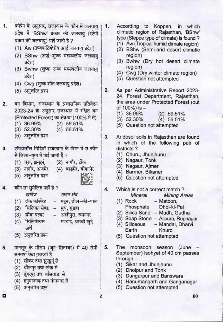 RPSC Assistant Professor 2025 General Knowledge of Rajasthan Paper III question paper page 1 instructions scan PDF download
