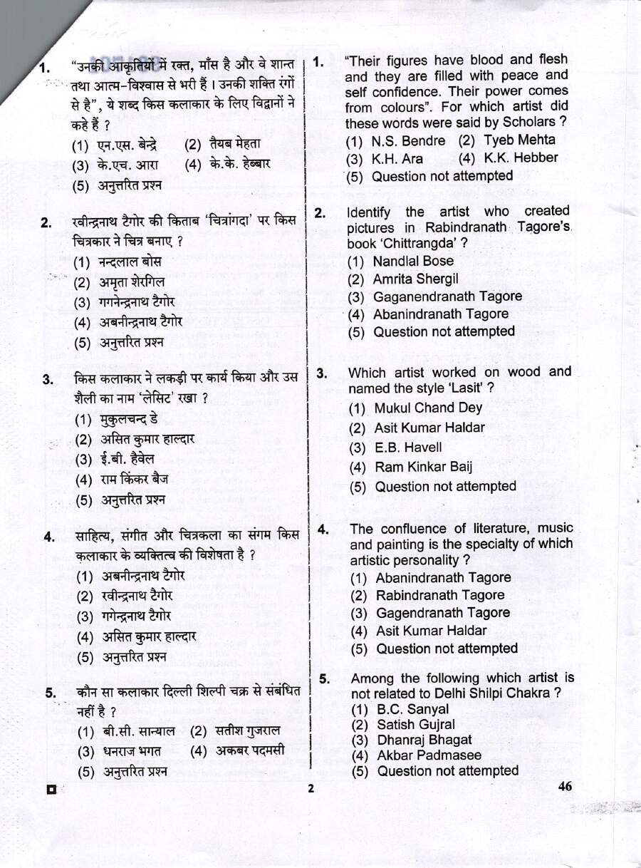 RPSC Assistant Professor Drawing & Painting Paper II 2025 question paper page 1 instructions scan PDF download