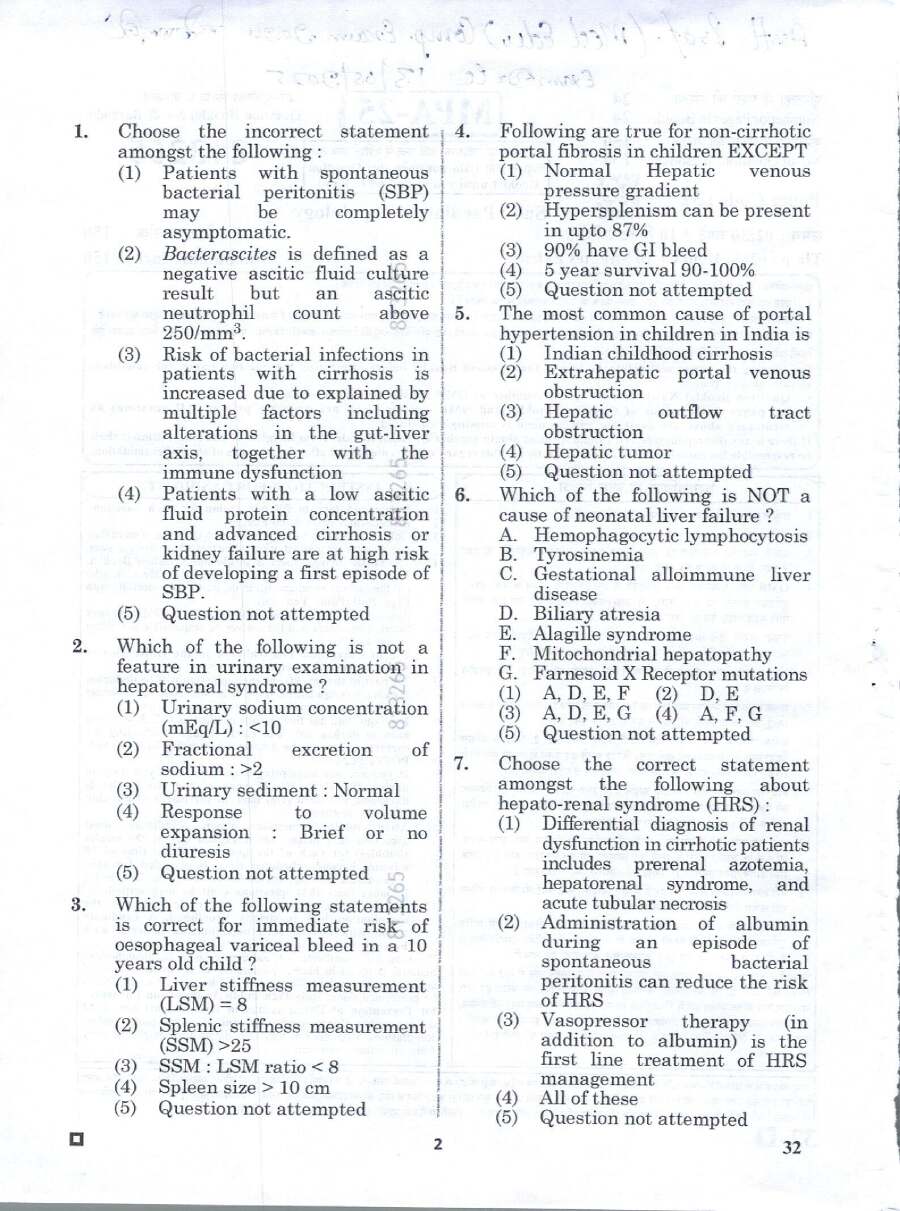 RPSC Assistant Professor Medical Education 2024 Paediatric Hepatology question paper page 1 instructions scan PDF download