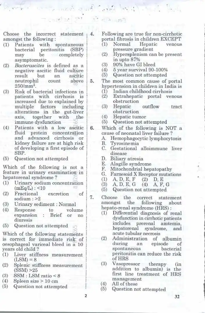 RPSC Assistant Professor Medical Education 2024 Paediatric Hepatology question paper page 1 instructions scan PDF download