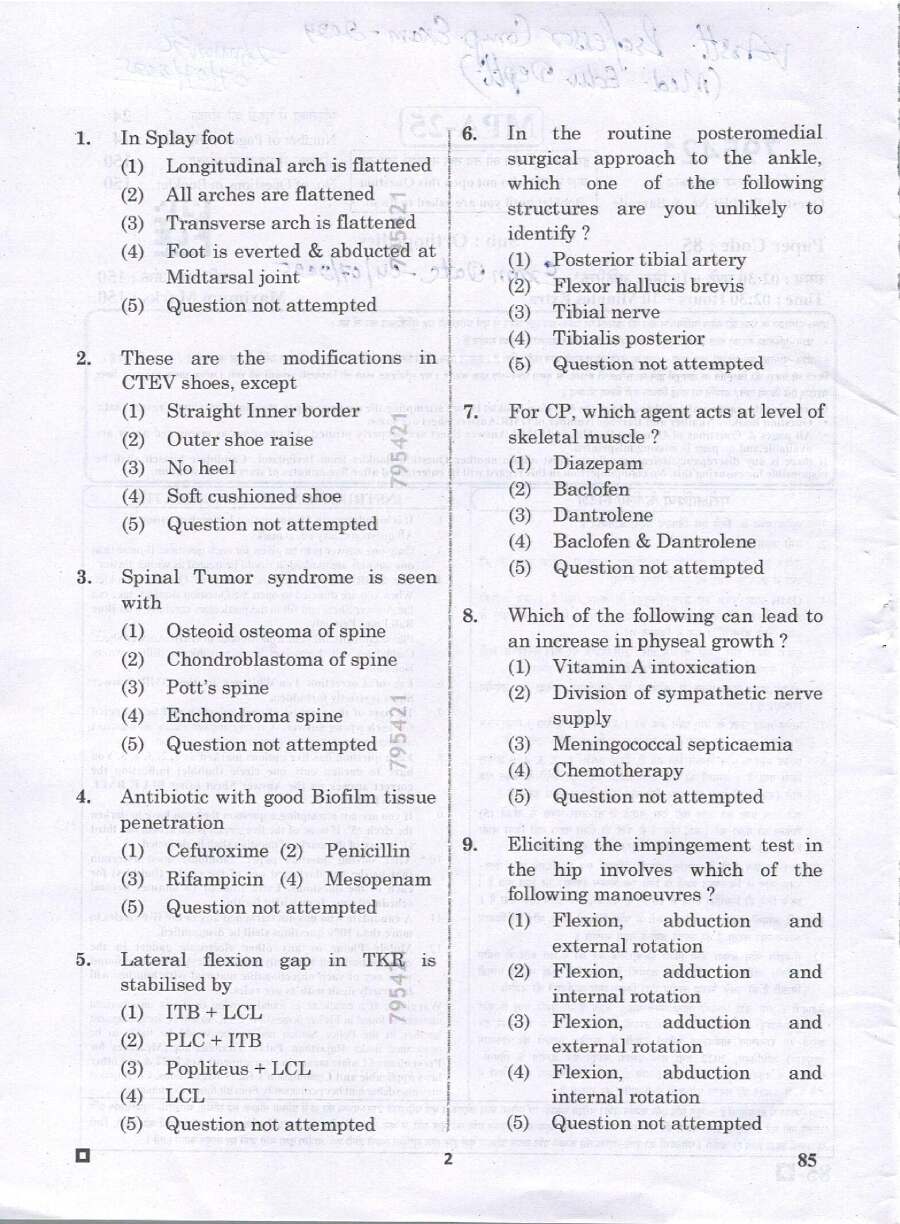 RPSC Assistant Professor Orthopedics 2024 question paper page 1 instructions scan PDF download