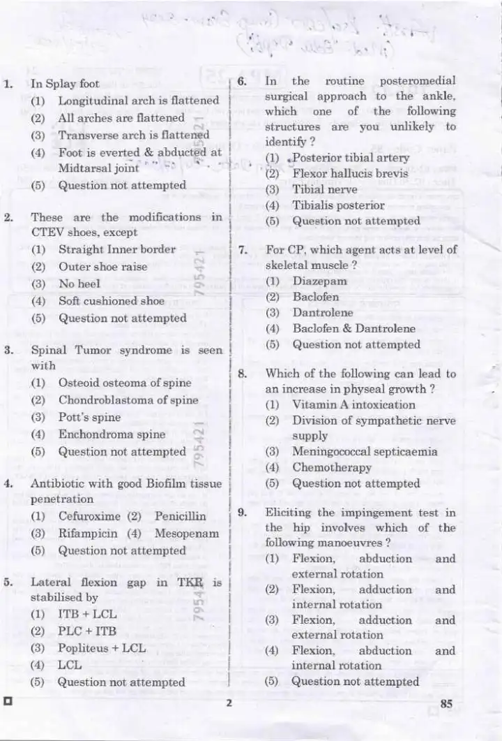 RPSC Assistant Professor Orthopedics 2024 question paper page 1 instructions scan PDF download