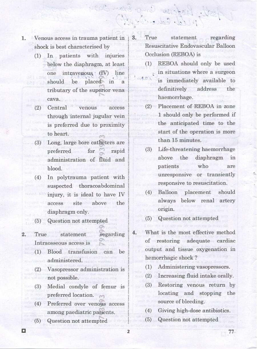 RPSC Assistant Professor Medical Education Department 2024 Traumatology and Surgery question paper page 1 instructions scan PDF download