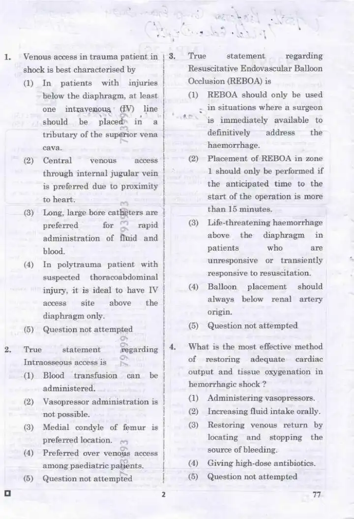 RPSC Assistant Professor Medical Education Department 2024 Traumatology and Surgery question paper page 1 instructions scan PDF download