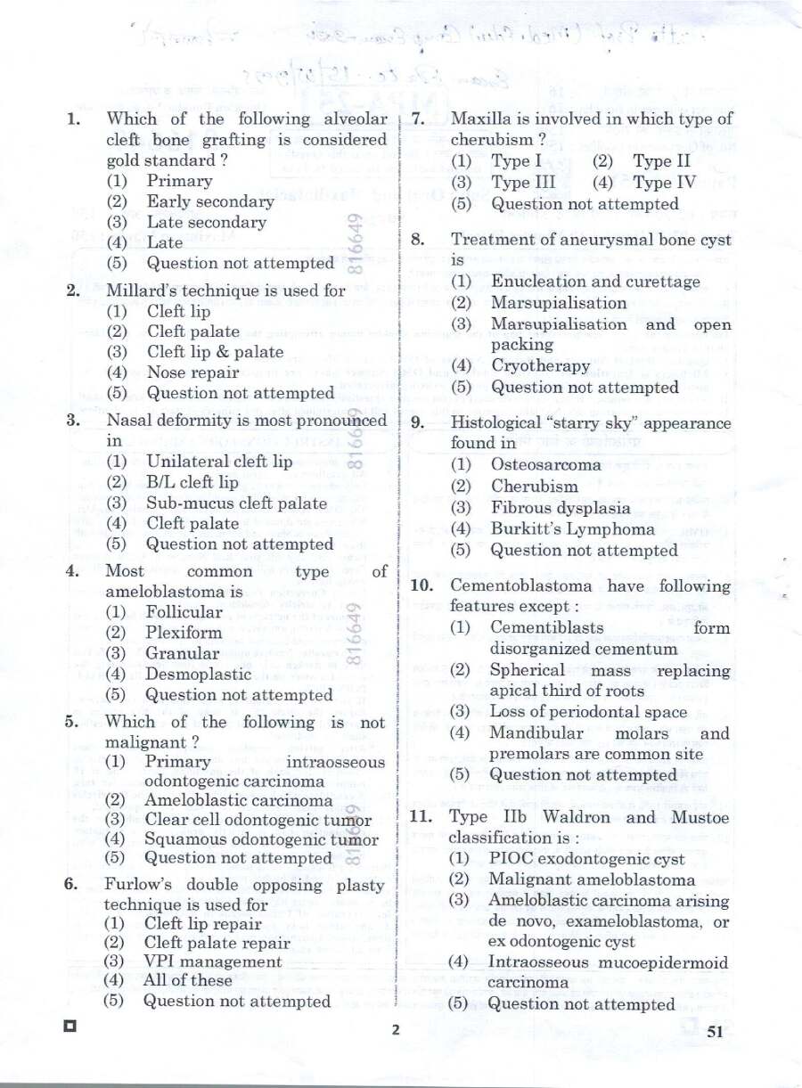 RPSC Assistant Professor Medical Education 2024 Oral and Maxillofacial Surgery question paper page 1 instructions scan PDF download