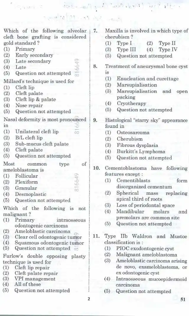 RPSC Assistant Professor Medical Education 2024 Oral and Maxillofacial Surgery question paper page 1 instructions scan PDF download