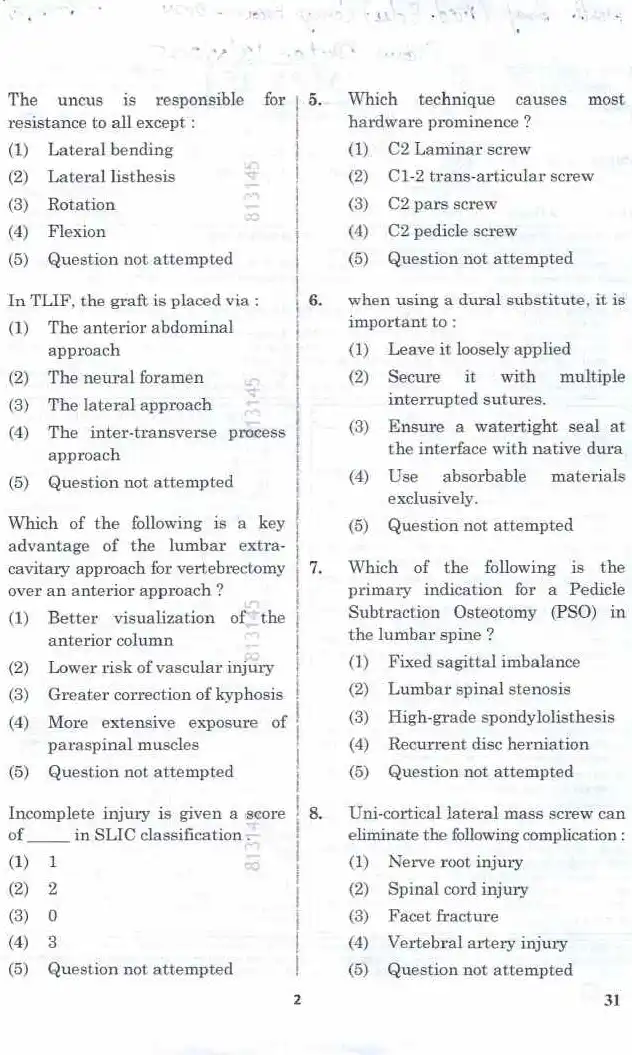 RPSC Asst Professor Medical Education 2024 Ortho Spine question paper page 1 instructions and exam header scan PDF download