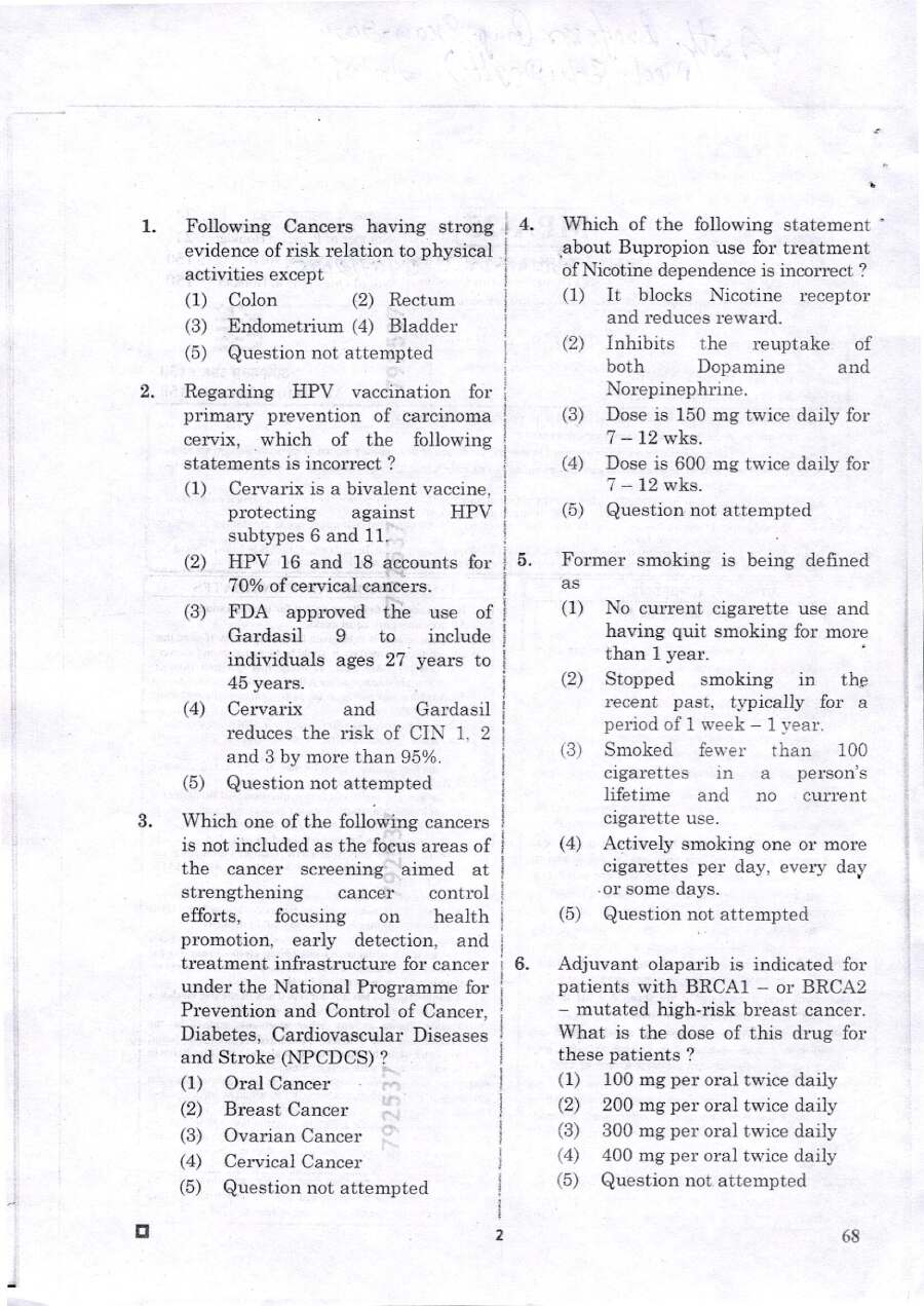 RPSC Assistant Professor Medical Education Recruitment Examination 2024 Surgical Oncology question paper page 1 instructions scan PDF download