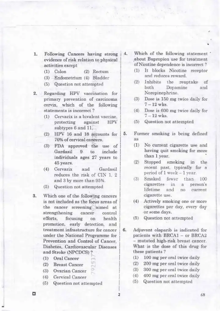 RPSC Assistant Professor Medical Education Recruitment Examination 2024 Surgical Oncology question paper page 1 instructions scan PDF download