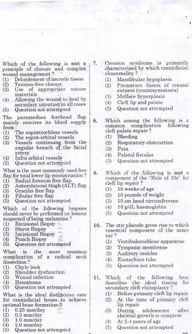 RPSC Assistant Professor Plastic & Reconstructive Surgery 2024 question paper page 1 instructions scan PDF download
