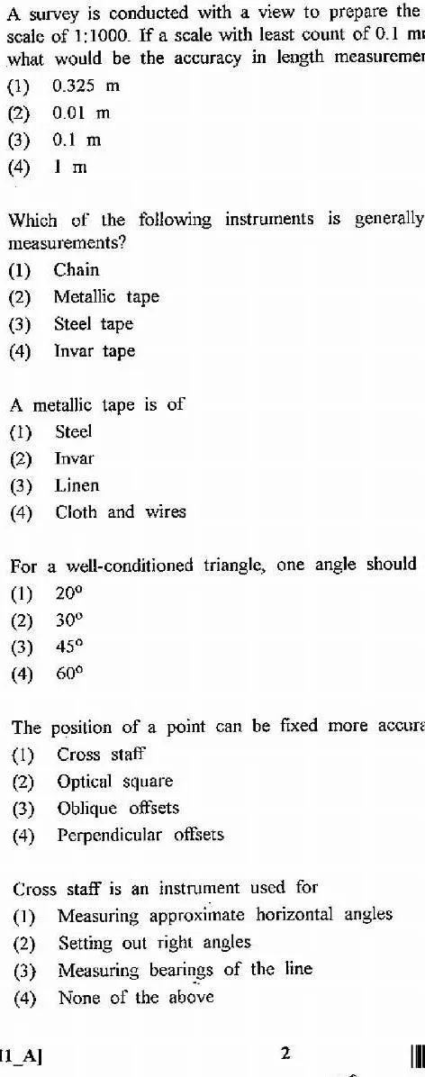 RPSC Asst. Conservator Forest Exam 2011 Civil Engineering question paper page 1 instructions scan PDF download