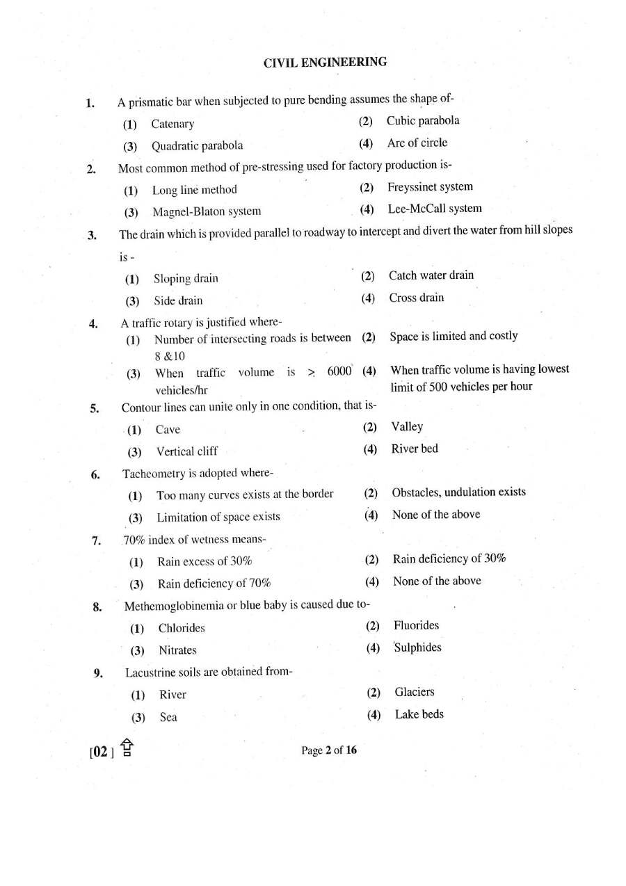 RPSC Asst. Engineer Civil Engineering Paper II 2018 question paper page 1 instructions scan PDF download