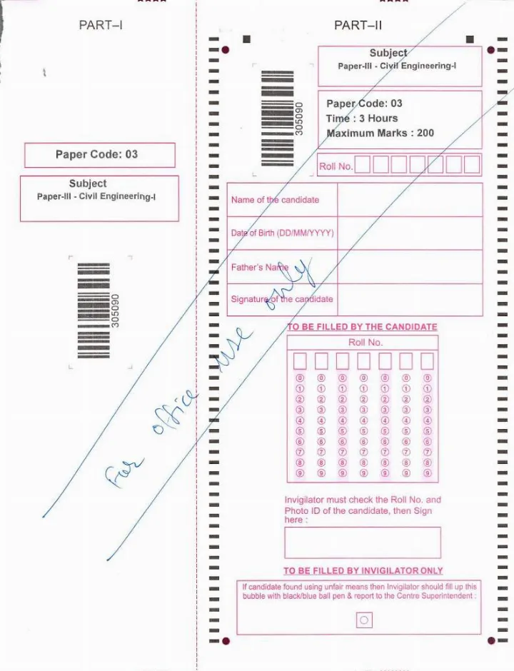 RPSC Asst. Engineer Mains 2024 Civil Engineering Paper-III question paper page 1 instructions scan PDF download