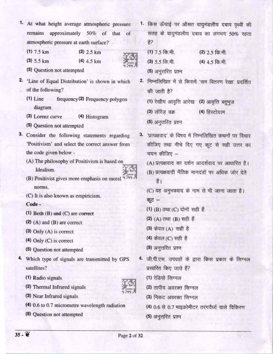 RPSC Asst. Prof. Geography Paper I 2023 question paper page 1 instructions scan PDF download