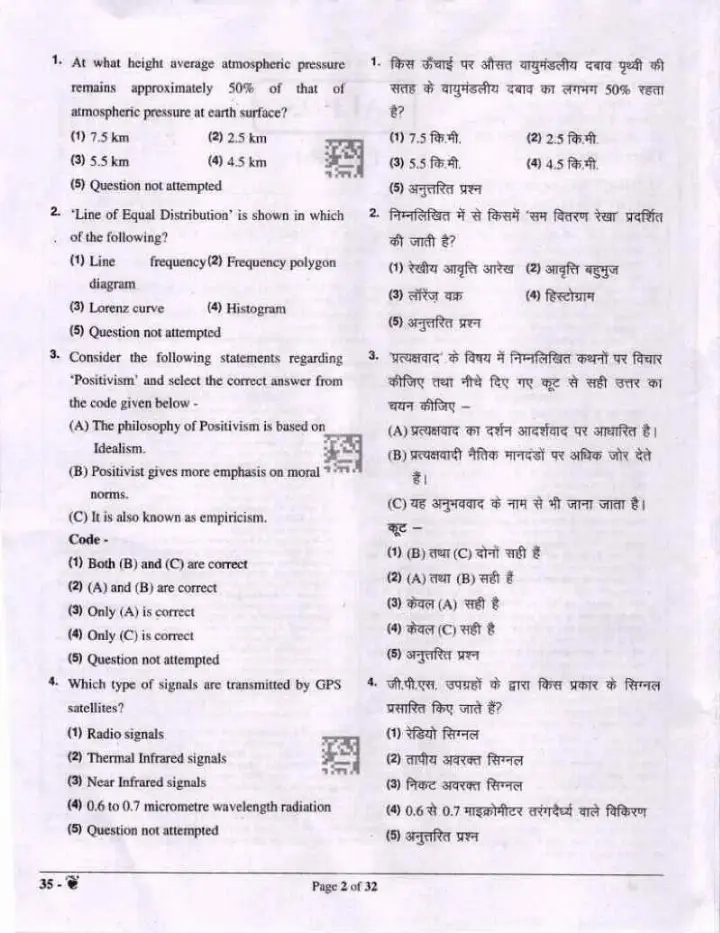 RPSC Asst. Prof. Geography Paper I 2023 question paper page 1 instructions scan PDF download