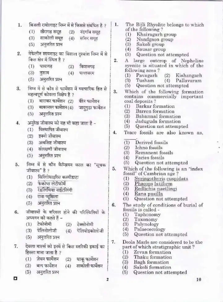 RPSC Asst. Prof. Geology Paper II 2023 question paper page 1 instructions scan PDF download