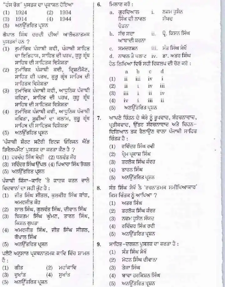 RPSC Asst. Prof. Punjabi-II 2023 question paper page 1 scan PDF download, showing exam header and instructions for candidates.