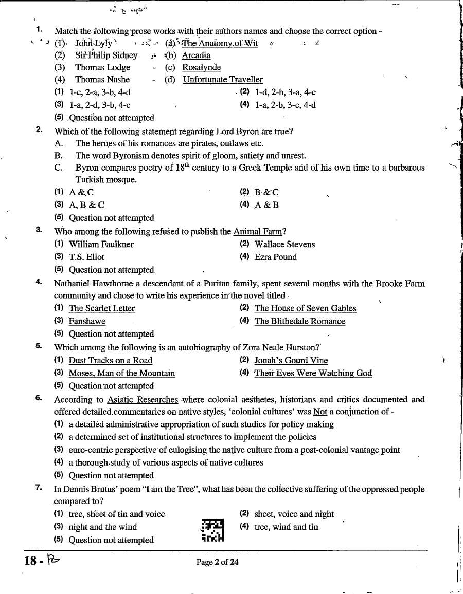 RPSC Asst. Prof. Sanskrit College Edu. 2024 English-II question paper page 1 scan PDF download, exam instructions, header details, RPSC Professor exam paper