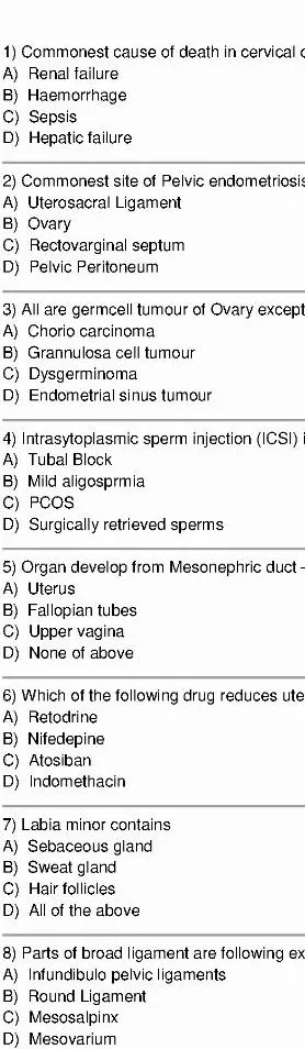 RPSC Asst. Professor 2015 Obstetrics & Gynaecology question paper page 1 instructions scan PDF download