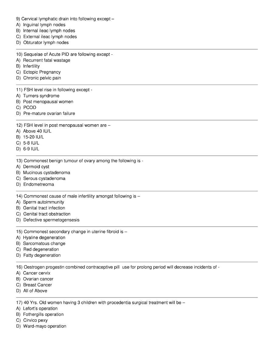 RPSC Asst. Professor 2015 Obstetrics & Gynaecology question paper page 1 instructions scan PDF download