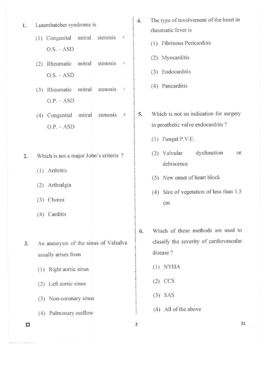 RPSC Asst. Professor Cardio Vascular Thoracic Surgery 2020 question paper page 1 instructions scan PDF download