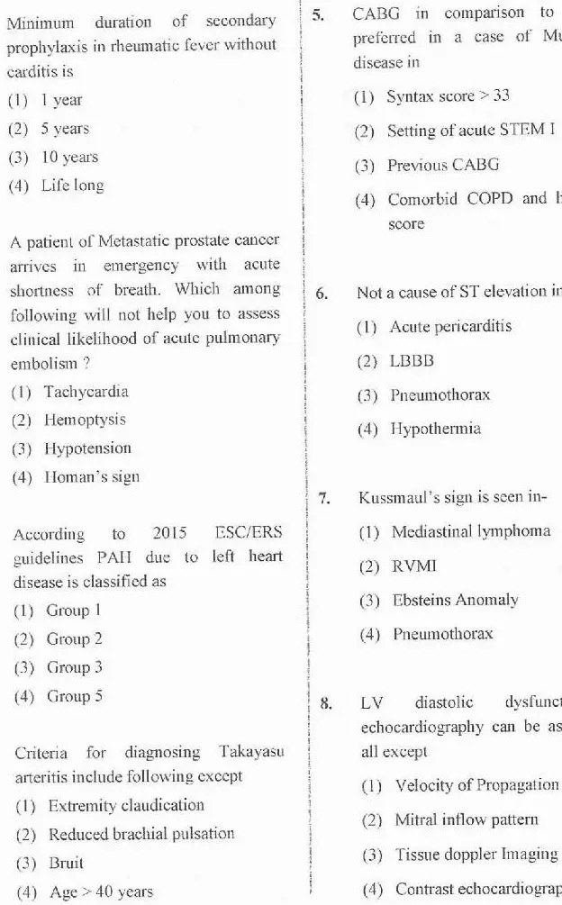 RPSC Asst. Professor Cardiology 2020 question paper page 1 instructions scan PDF download