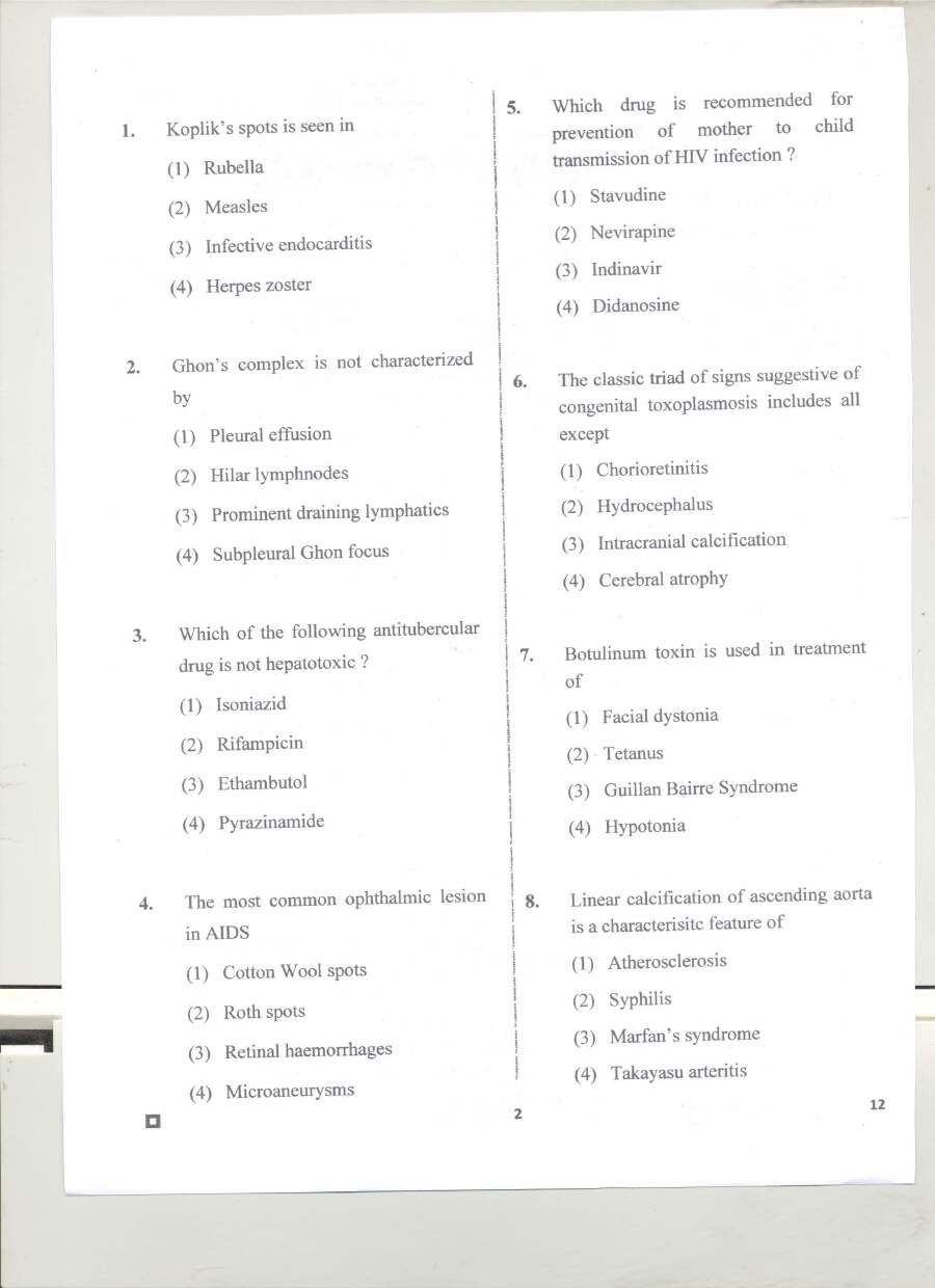 RPSC Asst. Professor General Medicine question paper 2020 page 1 instructions scan PDF download